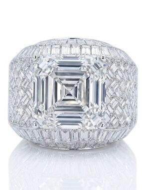 Sayabling 9.5ct Asscher Baguette Men's Ring 9.75
